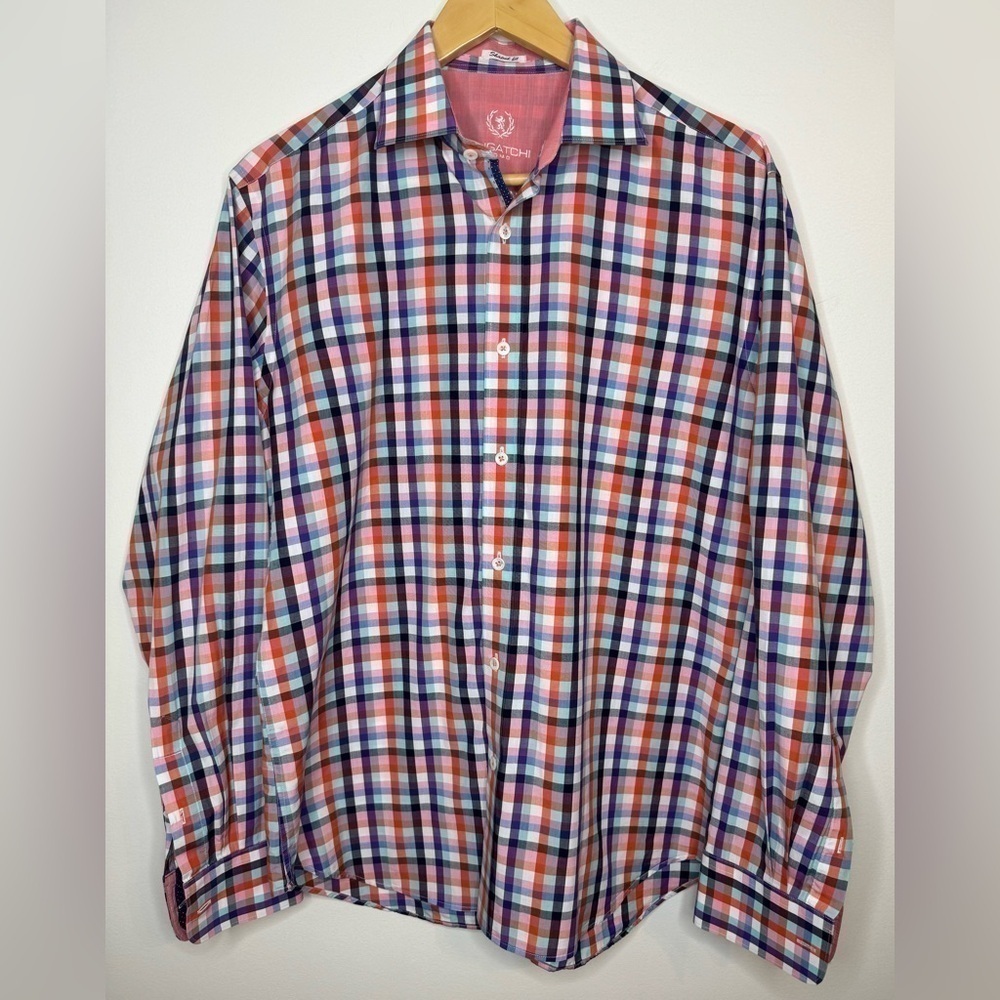 Bugatchi Uomo Men’s Plaid Classic Fit Long Sleeve Button Down Shirt Size M